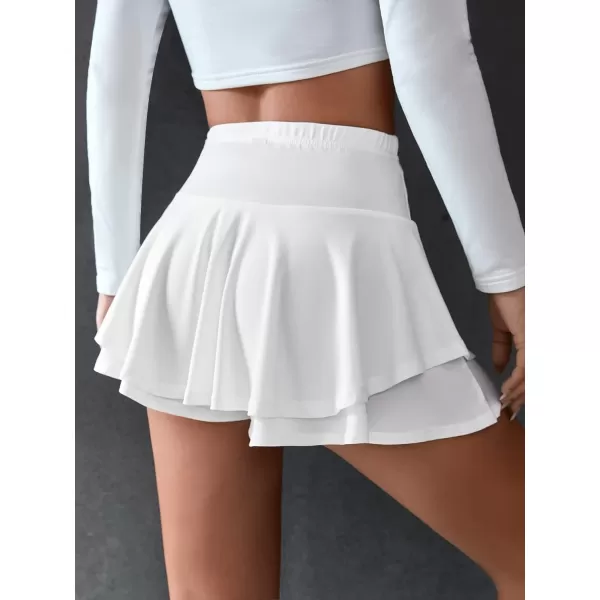 WDIRARA Women's High Waist Ruffle Hem Skort Stretch Casual Skirt Shorts