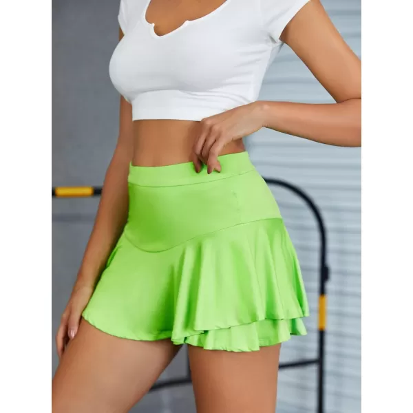 WDIRARA Women's High Waist Ruffle Hem Skort Stretch Casual Skirt Shorts