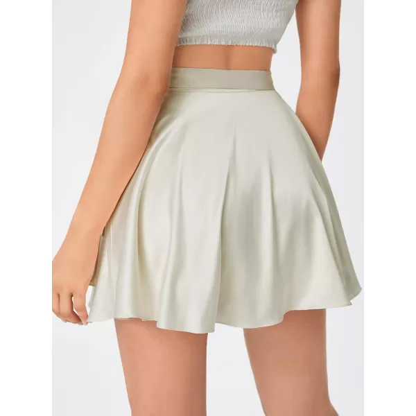 WDIRARA Women's High Waist Ruffle Hem Skort Stretch Casual Skirt Shorts