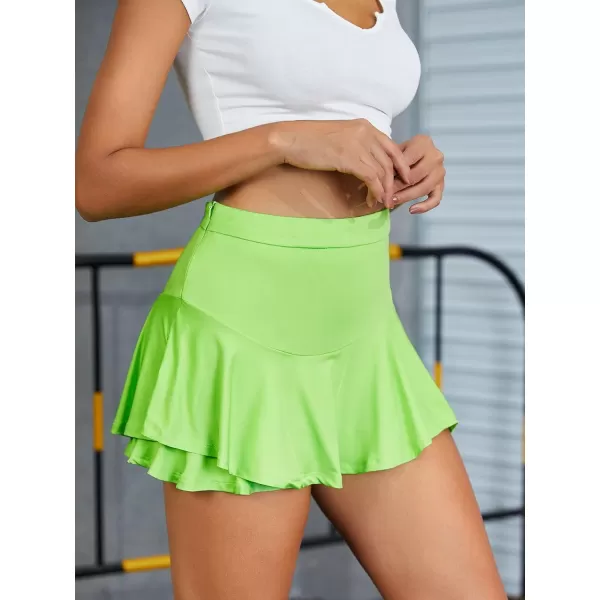 WDIRARA Women's High Waist Ruffle Hem Skort Stretch Casual Skirt Shorts