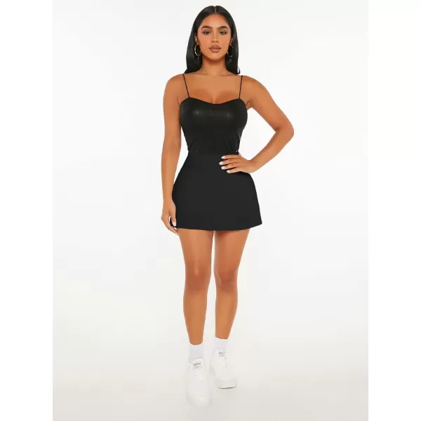 WDIRARA Women's High Waist Ruffle Hem Skort Stretch Casual Skirt Shorts