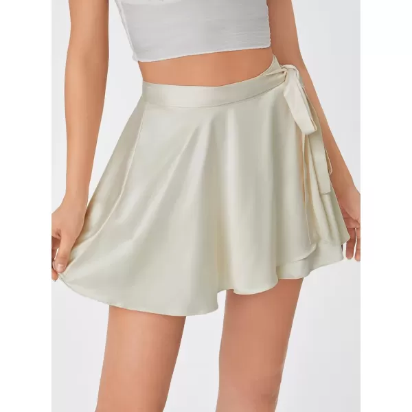 WDIRARA Women's High Waist Ruffle Hem Skort Stretch Casual Skirt Shorts