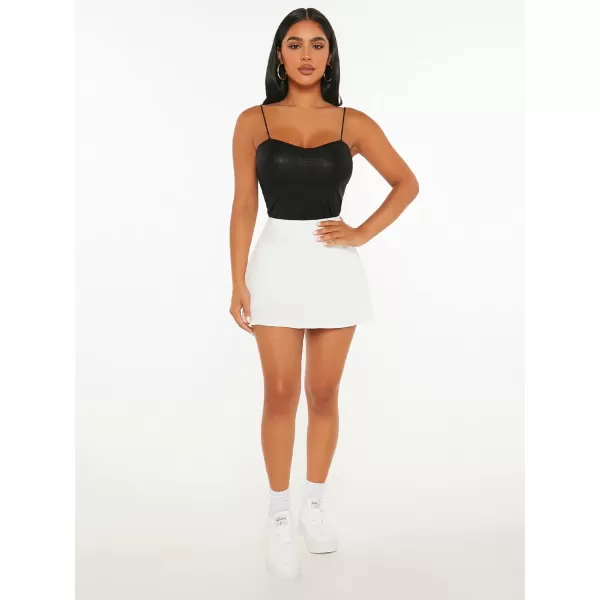 WDIRARA Women's High Waist Ruffle Hem Skort Stretch Casual Skirt Shorts