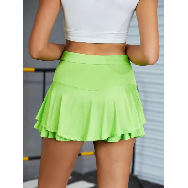 WDIRARA Women's High Waist Ruffle Hem Skort Stretch Casual Skirt Shorts