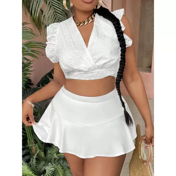 WDIRARA Women's High Waist Ruffle Hem Skort Stretch Casual Skirt Shorts