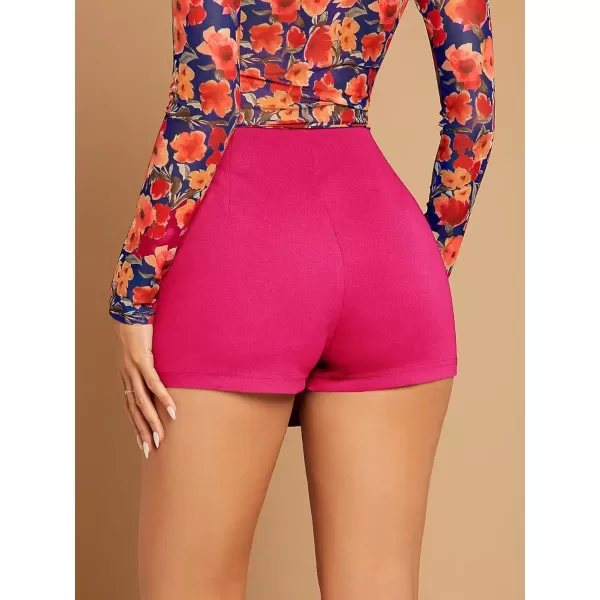 WDIRARA Women's High Waist Split Hem Skort Zip Back Plain Skirt Shorts