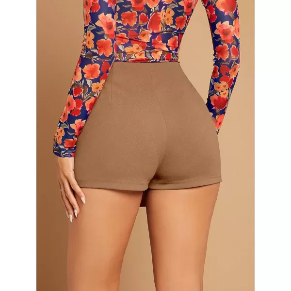 WDIRARA Women's High Waist Split Hem Skort Zip Back Plain Skirt Shorts