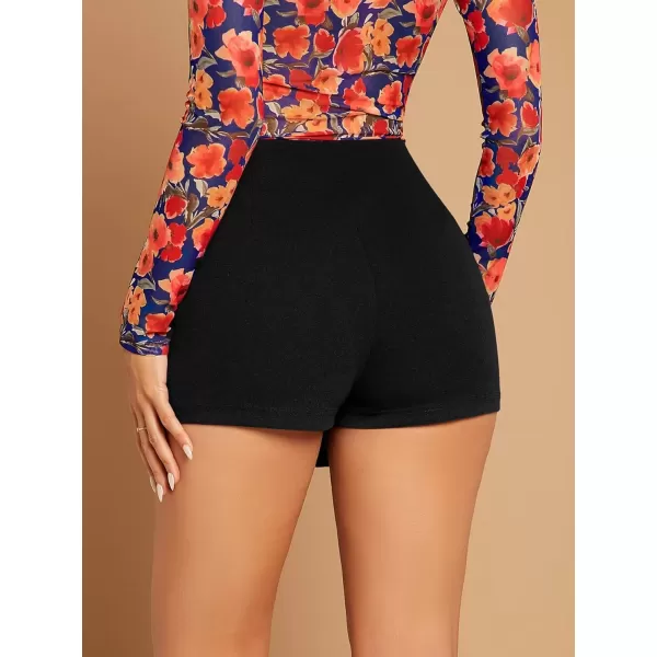 WDIRARA Women's High Waist Split Hem Skort Zip Back Plain Skirt Shorts