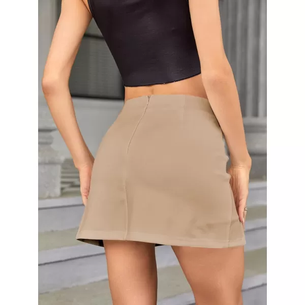 WDIRARA Women's High Waist Split Hem Skort Zip Back Plain Skirt Shorts