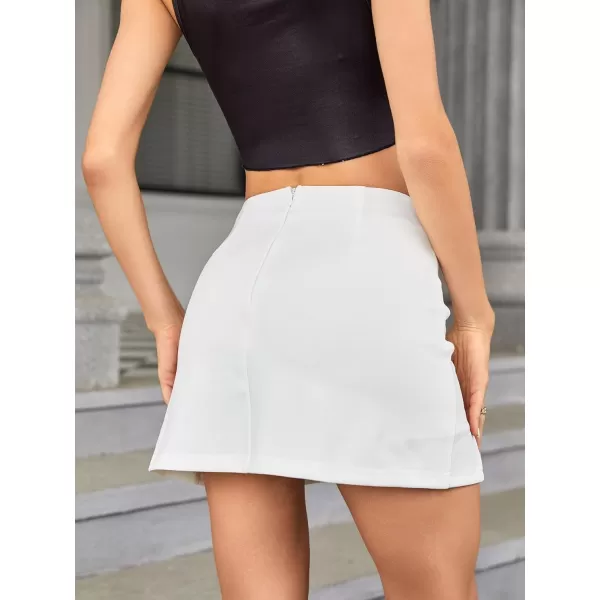 WDIRARA Women's High Waist Split Hem Skort Zip Back Plain Skirt Shorts