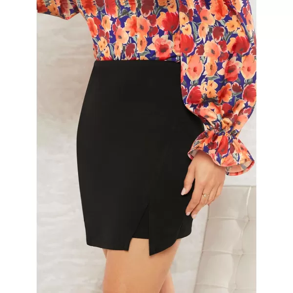 WDIRARA Women's High Waist Split Hem Skort Zip Back Plain Skirt Shorts