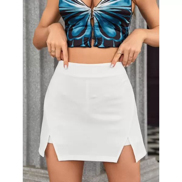 WDIRARA Women's High Waist Split Hem Skort Zip Back Plain Skirt Shorts
