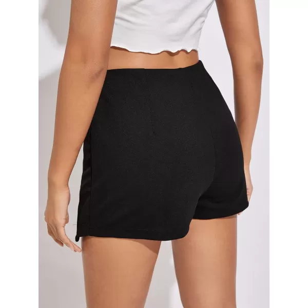 WDIRARA Women's High Waist Split Hem Skort Zip Back Plain Skirt Shorts