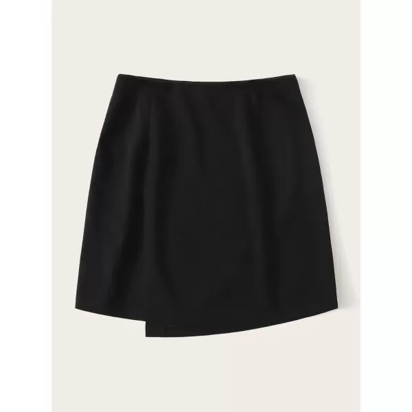 WDIRARA Women's High Waist Wrap Button Front Elegant Asymmetrical Hem Skirt