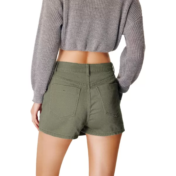 WDIRARA Women's High Waisted Button Front Denim Skort Asymmetrical Hem Skirt Shorts