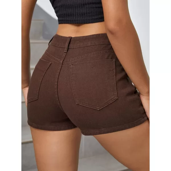 WDIRARA Women's High Waisted Button Front Denim Skort Asymmetrical Hem Skirt Shorts