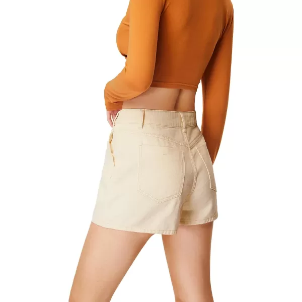 WDIRARA Women's High Waisted Button Front Denim Skort Asymmetrical Hem Skirt Shorts