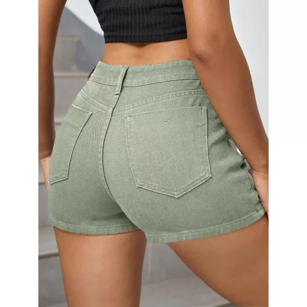 WDIRARA Women's High Waisted Button Front Denim Skort Asymmetrical Hem Skirt Shorts