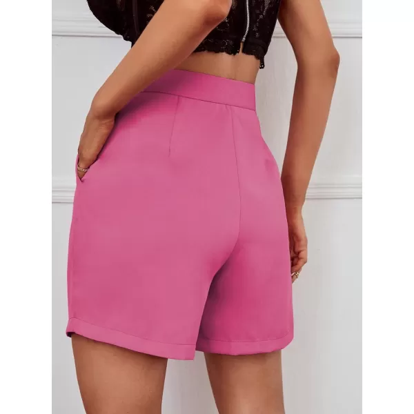 WDIRARA Women's High Waisted Button Wide Leg Casual Shorts with Pockets
