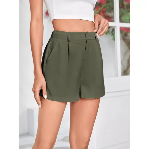 WDIRARA Women's High Waisted Button Wide Leg Casual Shorts with Pockets