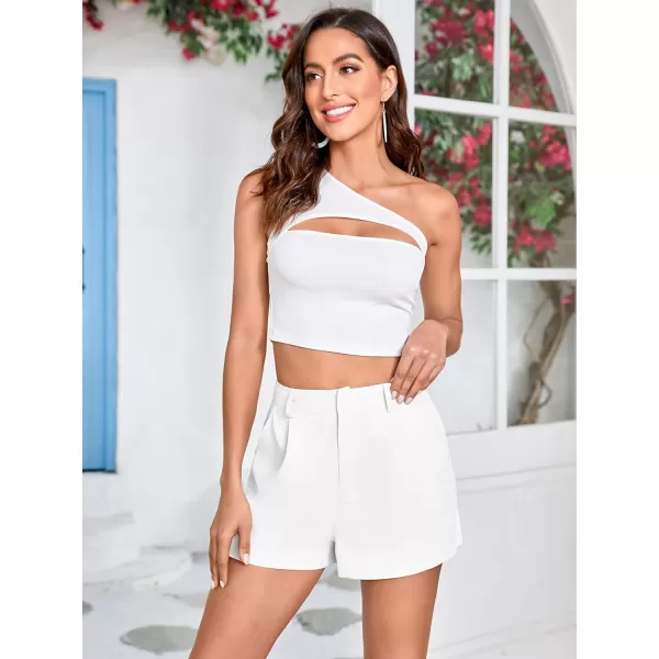 WDIRARA Women's High Waisted Button Wide Leg Casual Shorts with Pockets