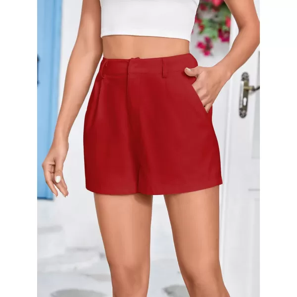 WDIRARA Women's High Waisted Button Wide Leg Casual Shorts with Pockets