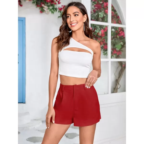 WDIRARA Women's High Waisted Button Wide Leg Casual Shorts with Pockets