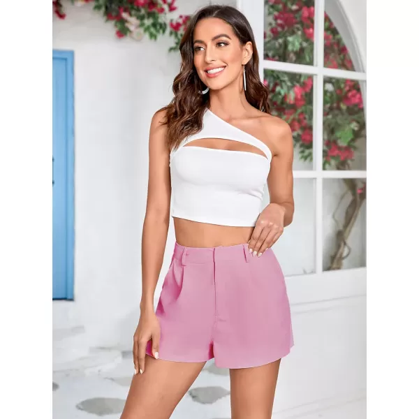 WDIRARA Women's High Waisted Button Wide Leg Casual Shorts with Pockets