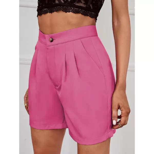 WDIRARA Women's High Waisted Button Wide Leg Casual Shorts with Pockets