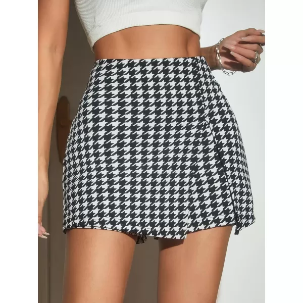 WDIRARA Women's High Waisted Glitter Skort Asymmetrical Wrap Split Hem Bodycon Party Club Skirt Shorts