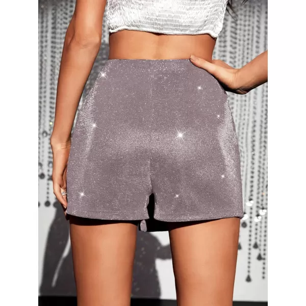 WDIRARA Women's High Waisted Glitter Skort Asymmetrical Wrap Split Hem Bodycon Party Club Skirt Shorts