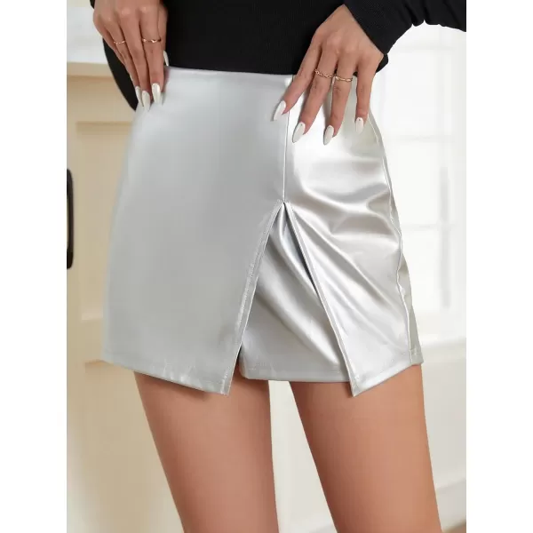 WDIRARA Women's High Waisted Glitter Skort Asymmetrical Wrap Split Hem Bodycon Party Club Skirt Shorts