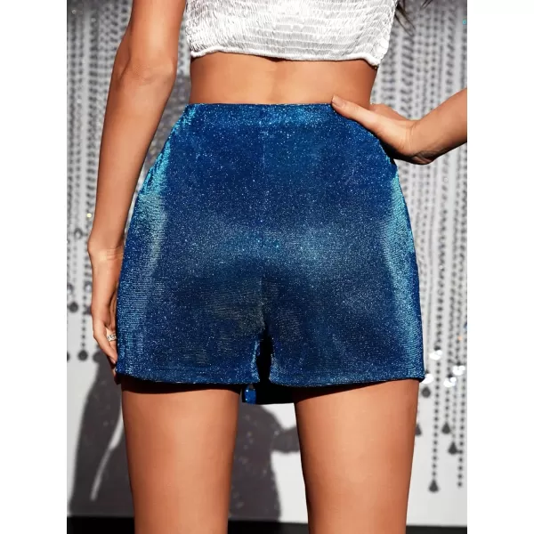 WDIRARA Women's High Waisted Glitter Skort Asymmetrical Wrap Split Hem Bodycon Party Club Skirt Shorts