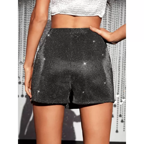 WDIRARA Women's High Waisted Glitter Skort Asymmetrical Wrap Split Hem Bodycon Party Club Skirt Shorts