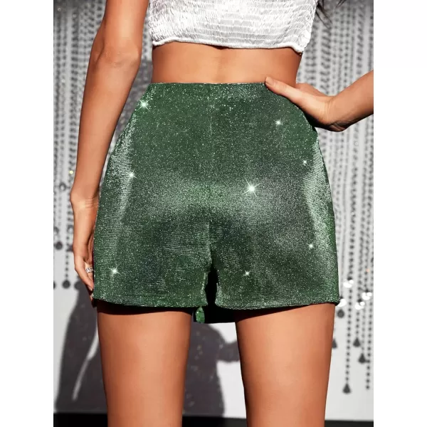 WDIRARA Women's High Waisted Glitter Skort Asymmetrical Wrap Split Hem Bodycon Party Club Skirt Shorts