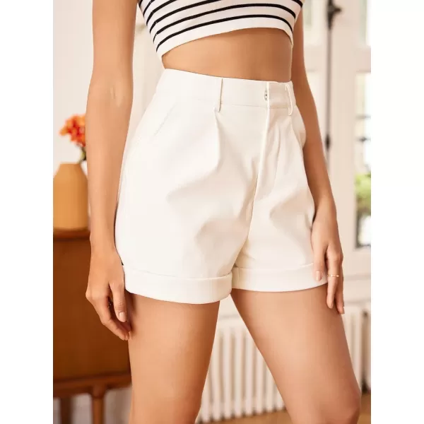 WDIRARA Women's High Waisted PU Leather Shorts Roll Hem Shorts with Pockets