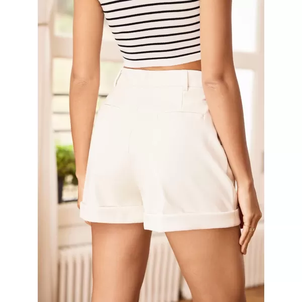 WDIRARA Women's High Waisted PU Leather Shorts Roll Hem Shorts with Pockets