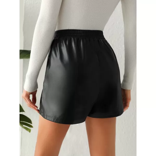 WDIRARA Women's High Waisted PU Leather Skinny Shorts Sexy Biker Shorts