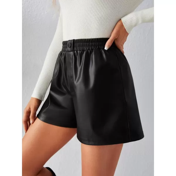 WDIRARA Women's High Waisted PU Leather Skinny Shorts Sexy Biker Shorts