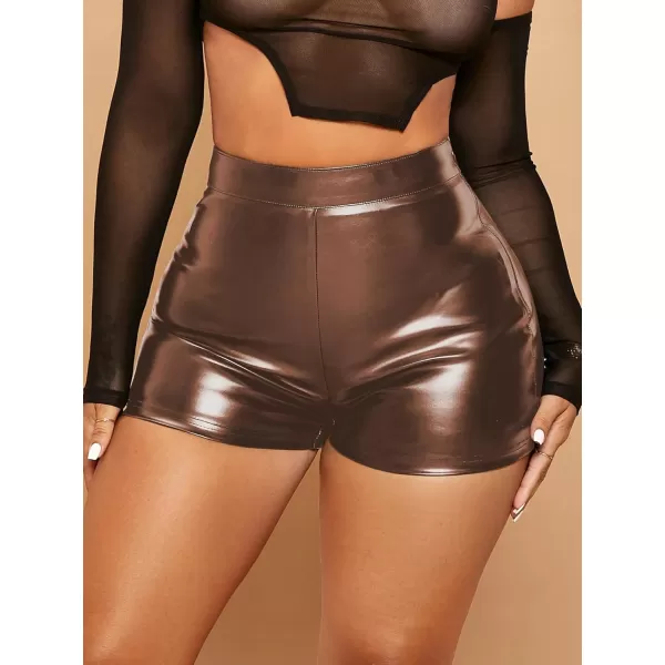 WDIRARA Women's High Waisted PU Leather Skinny Shorts Sexy Biker Shorts