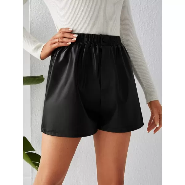WDIRARA Women's High Waisted PU Leather Skinny Shorts Sexy Biker Shorts