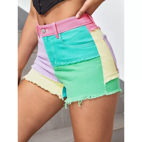 WDIRARA Women's High Waisted Raw Hem Distressed Ripped Casual Denim Shorts