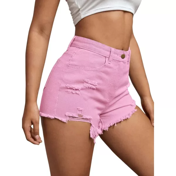 WDIRARA Women's High Waisted Raw Hem Distressed Ripped Casual Denim Shorts