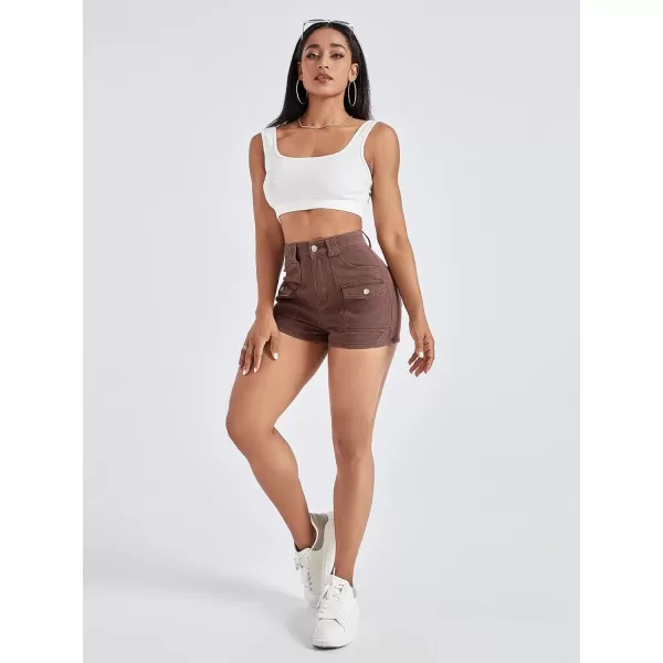 WDIRARA Women's High Waisted Raw Hem Distressed Ripped Casual Denim Shorts