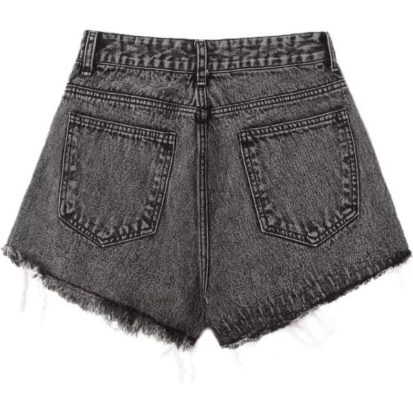 WDIRARA Women's High Waisted Raw Hem Distressed Ripped Casual Denim Shorts