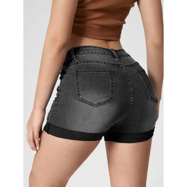 WDIRARA Women's High Waisted Raw Hem Distressed Ripped Casual Denim Shorts