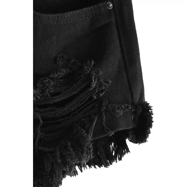 WDIRARA Women's High Waisted Raw Hem Distressed Ripped Casual Denim Shorts