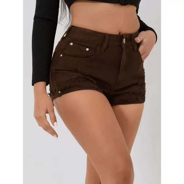 WDIRARA Women's High Waisted Raw Hem Distressed Ripped Casual Denim Shorts