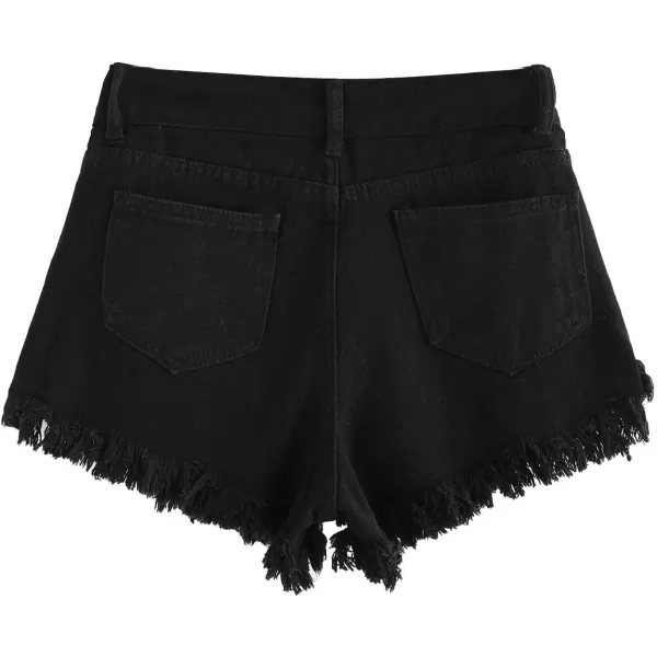 WDIRARA Women's High Waisted Raw Hem Distressed Ripped Casual Denim Shorts