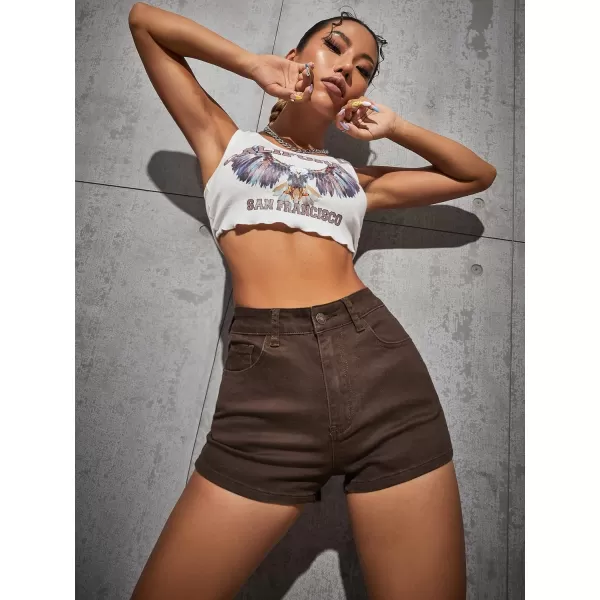 WDIRARA Women's High Waisted Raw Hem Distressed Ripped Casual Denim Shorts